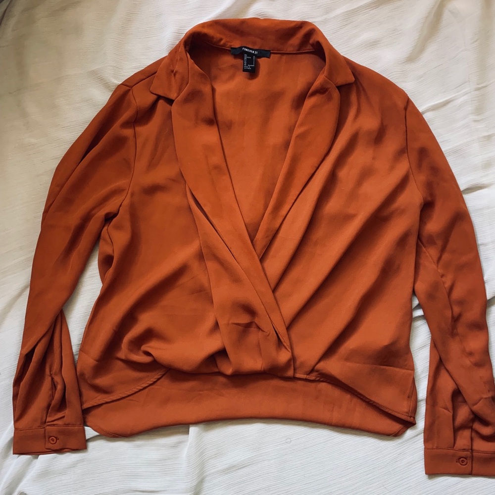F21 Plunging Neckline Blouse (New)